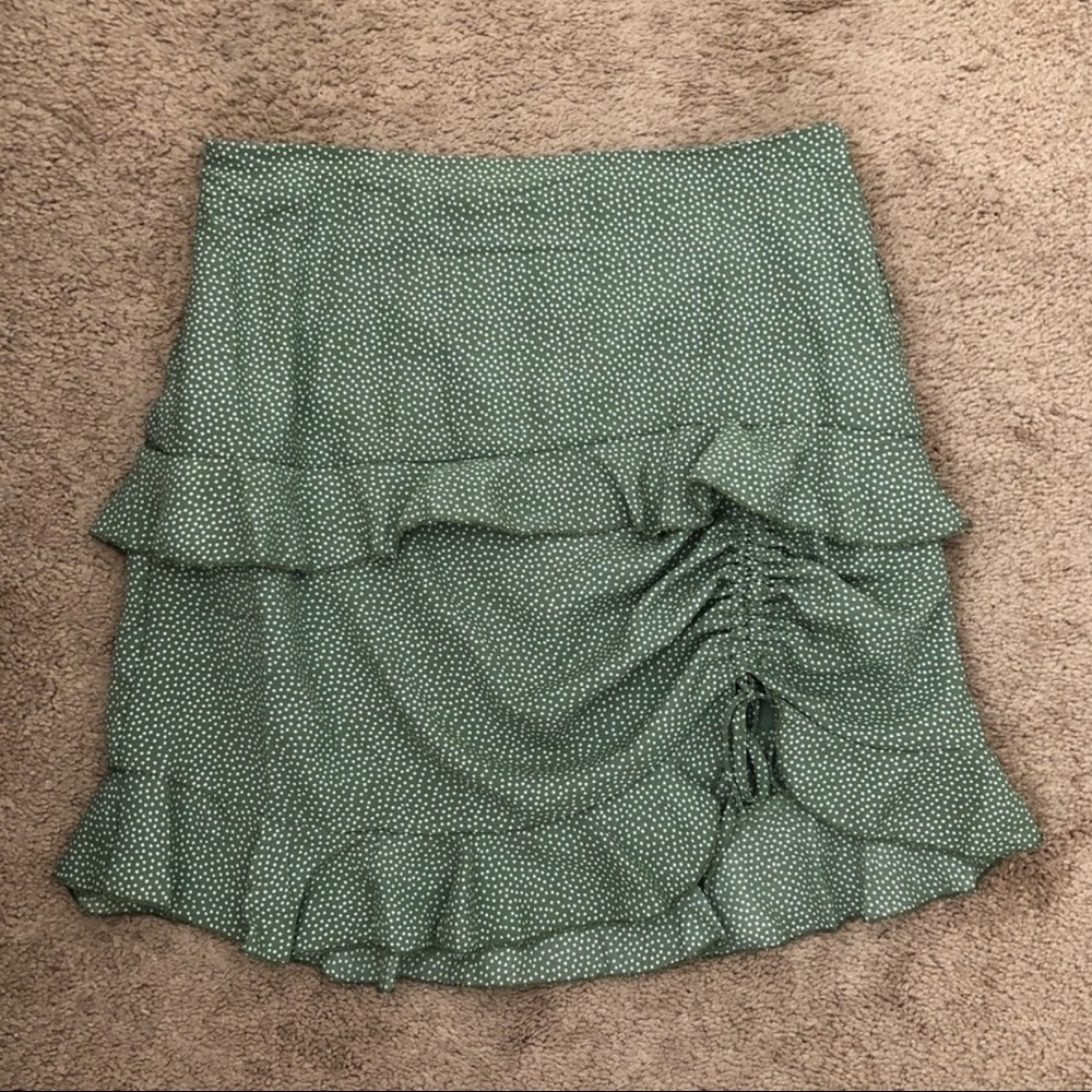 Princess Polly Green polka dot skirt
